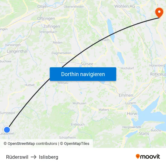 Rüderswil to Islisberg map