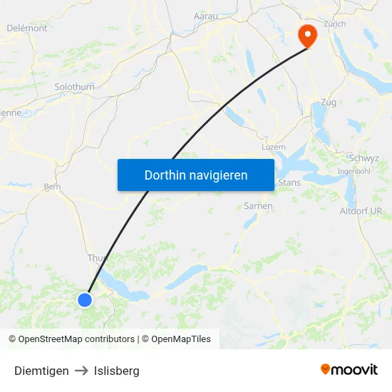 Diemtigen to Islisberg map