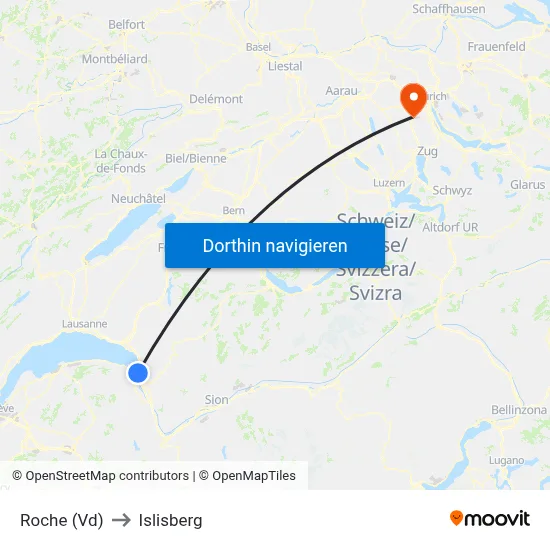 Roche (Vd) to Islisberg map