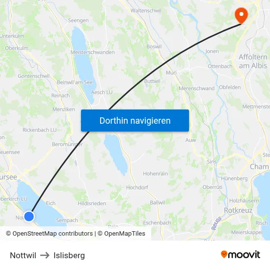 Nottwil to Islisberg map
