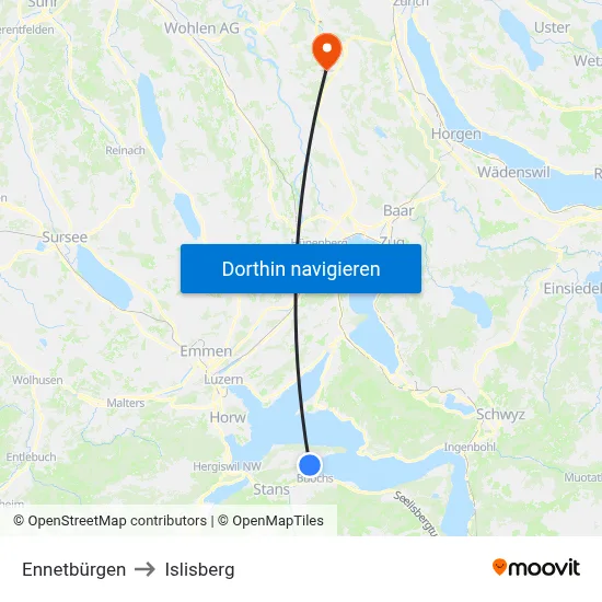 Ennetbürgen to Islisberg map