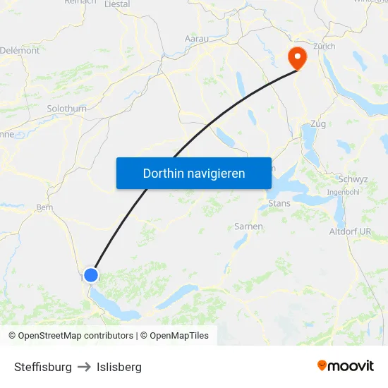 Steffisburg to Islisberg map