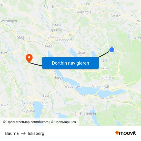 Bauma to Islisberg map