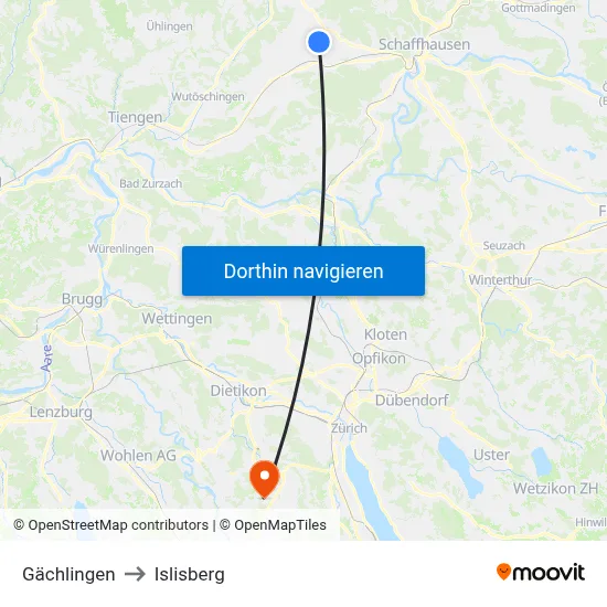 Gächlingen to Islisberg map