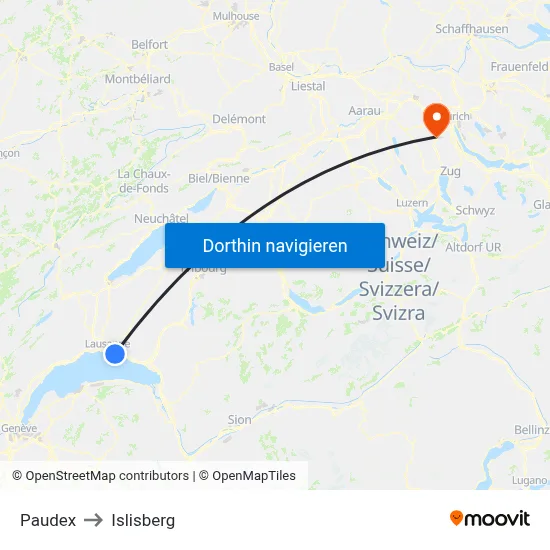 Paudex to Islisberg map