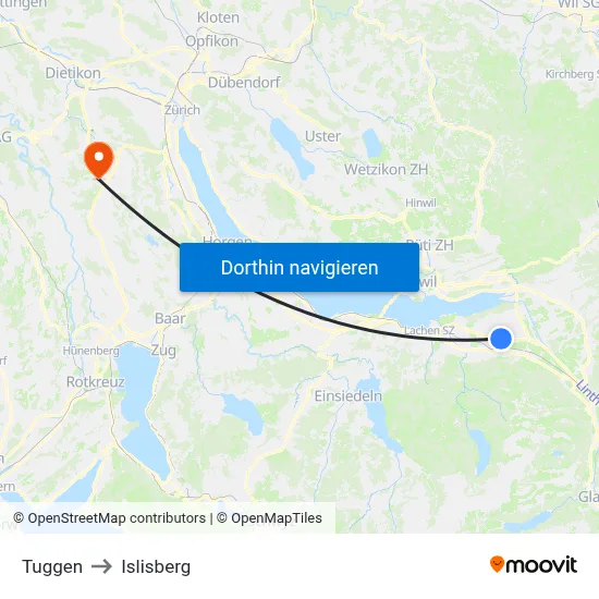 Tuggen to Islisberg map