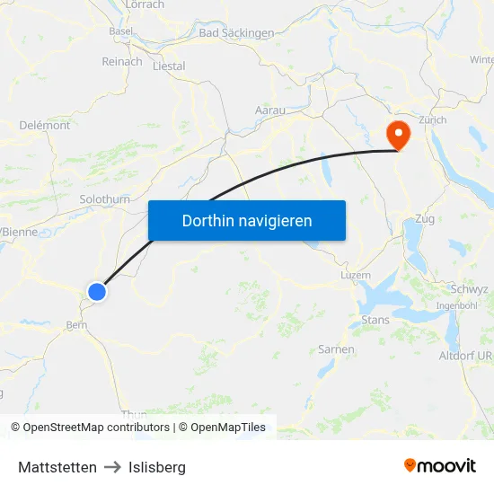 Mattstetten to Islisberg map