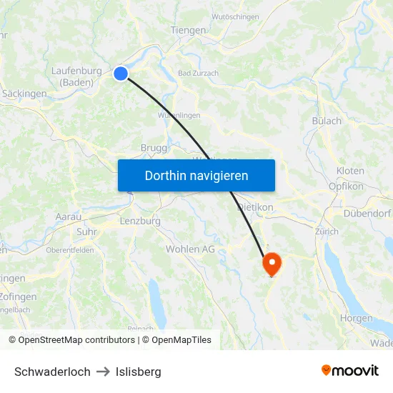 Schwaderloch to Islisberg map