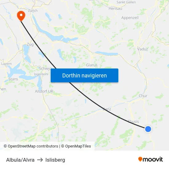 Albula/Alvra to Islisberg map
