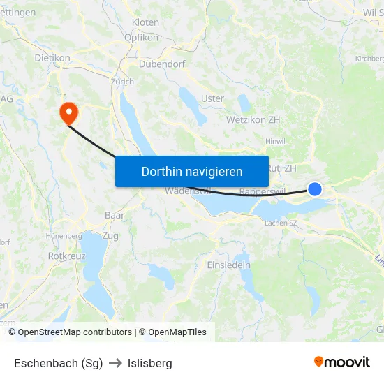 Eschenbach (Sg) to Islisberg map
