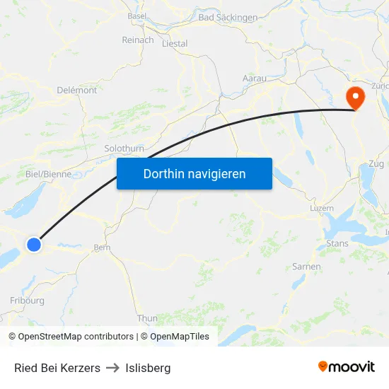 Ried Bei Kerzers to Islisberg map