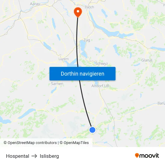 Hospental to Islisberg map