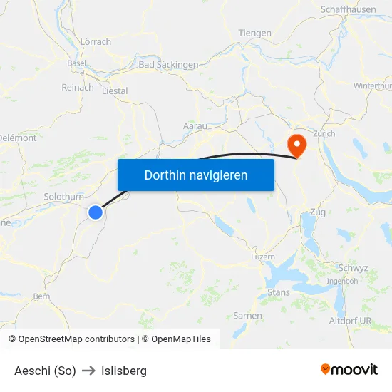 Aeschi (So) to Islisberg map