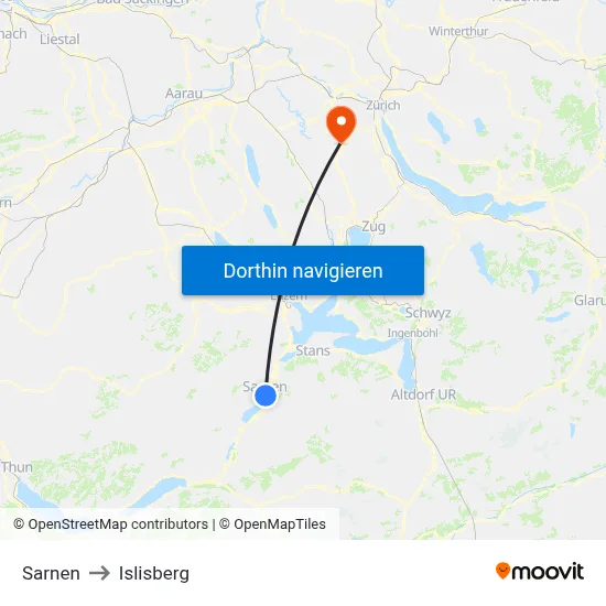 Sarnen to Islisberg map