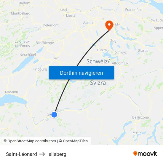 Saint-Léonard to Islisberg map