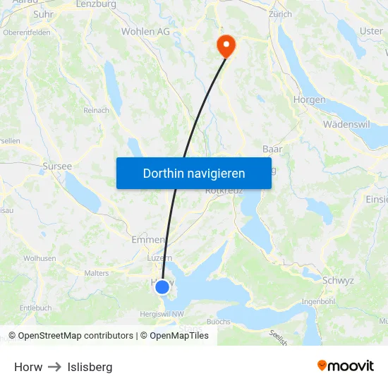 Horw to Islisberg map
