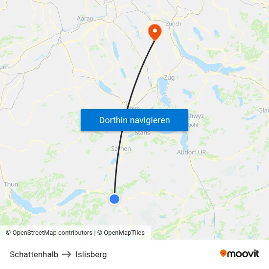 Schattenhalb to Islisberg map