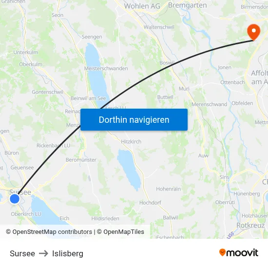 Sursee to Islisberg map