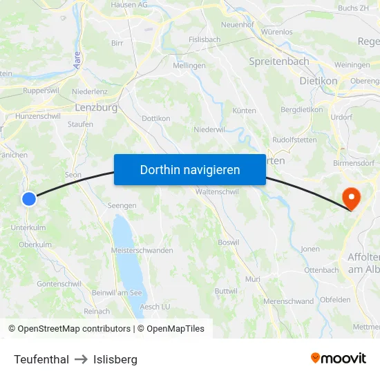 Teufenthal to Islisberg map