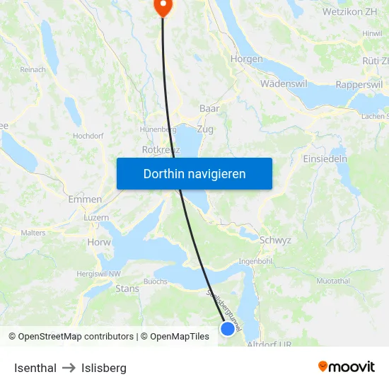 Isenthal to Islisberg map