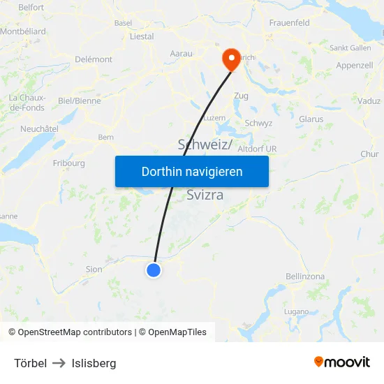 Törbel to Islisberg map