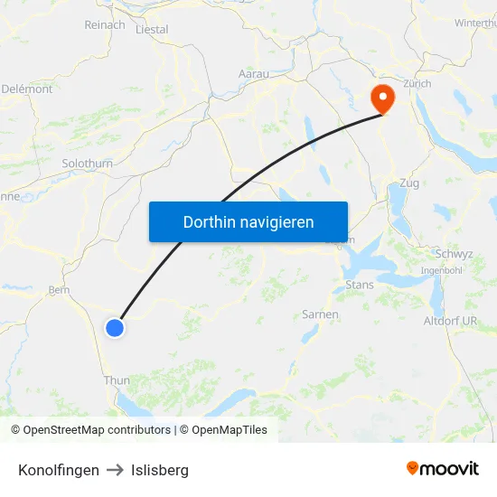 Konolfingen to Islisberg map