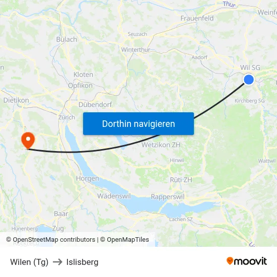Wilen (Tg) to Islisberg map