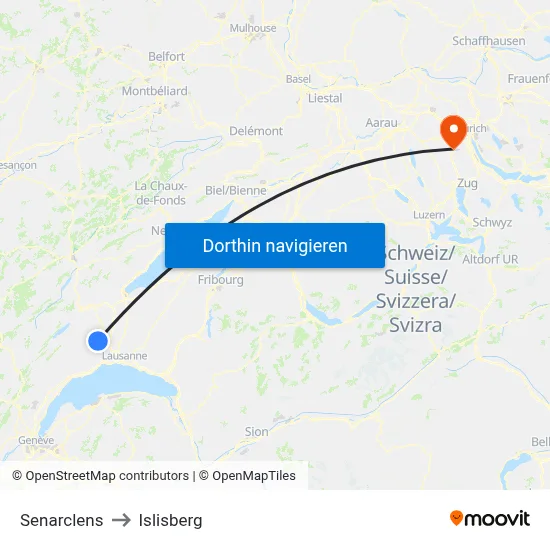 Senarclens to Islisberg map