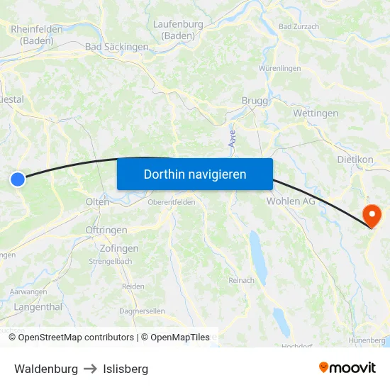 Waldenburg to Islisberg map