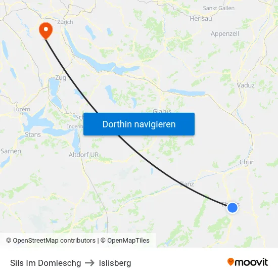 Sils Im Domleschg to Islisberg map