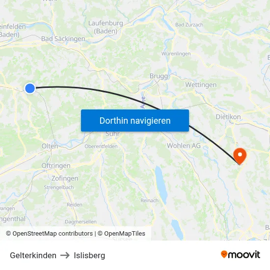 Gelterkinden to Islisberg map