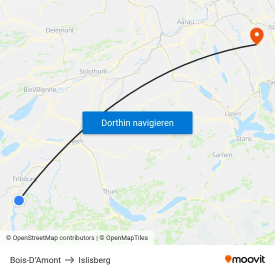 Bois-D’Amont to Islisberg map