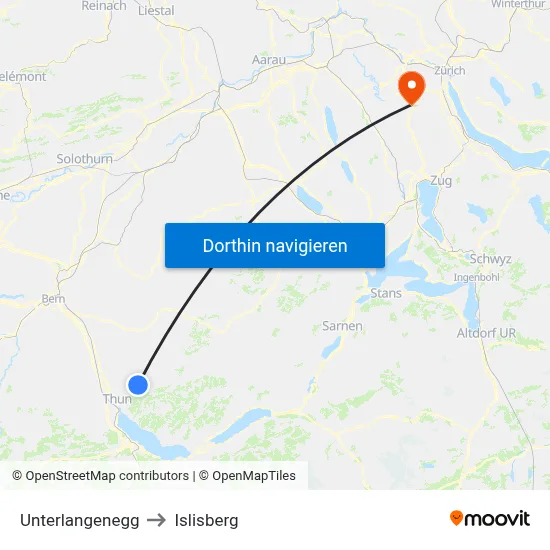 Unterlangenegg to Islisberg map
