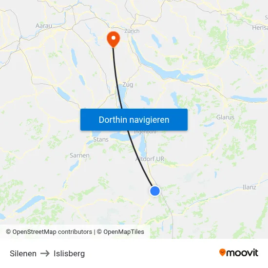 Silenen to Islisberg map