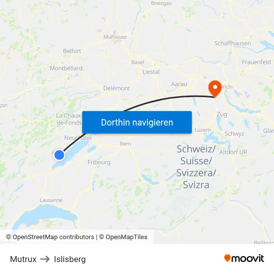 Mutrux to Islisberg map