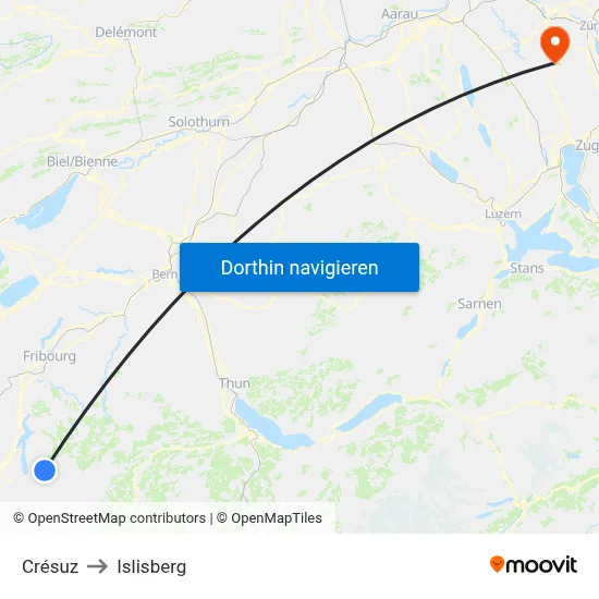 Crésuz to Islisberg map