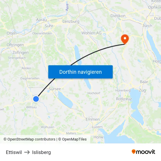 Ettiswil to Islisberg map