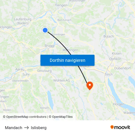 Mandach to Islisberg map