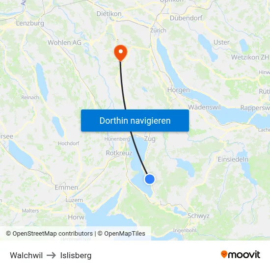Walchwil to Islisberg map