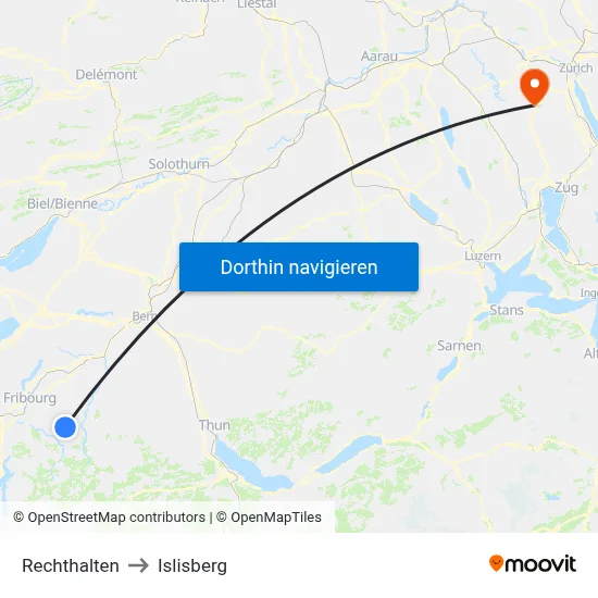 Rechthalten to Islisberg map