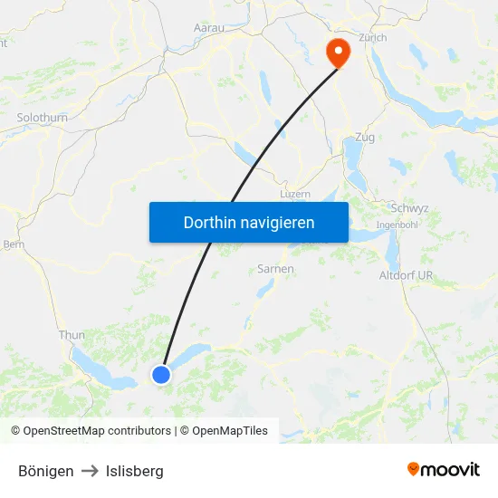 Bönigen to Islisberg map