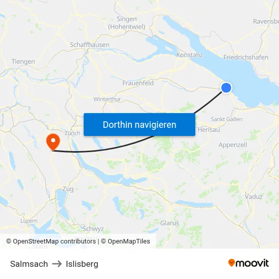 Salmsach to Islisberg map