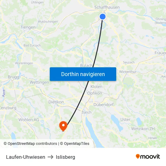 Laufen-Uhwiesen to Islisberg map
