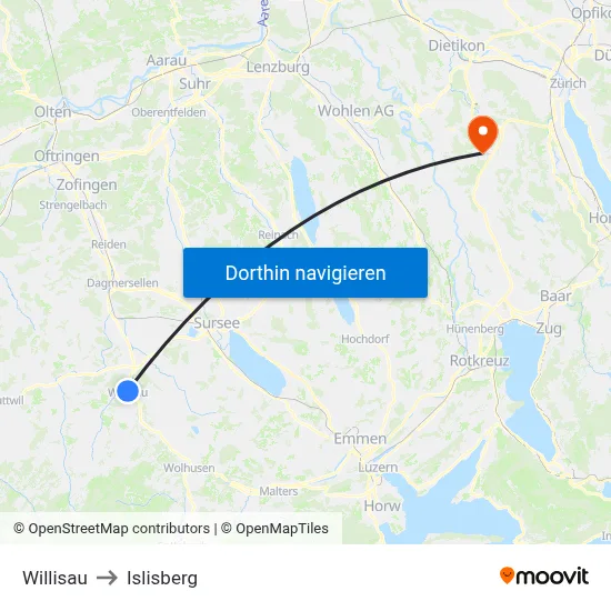 Willisau to Islisberg map