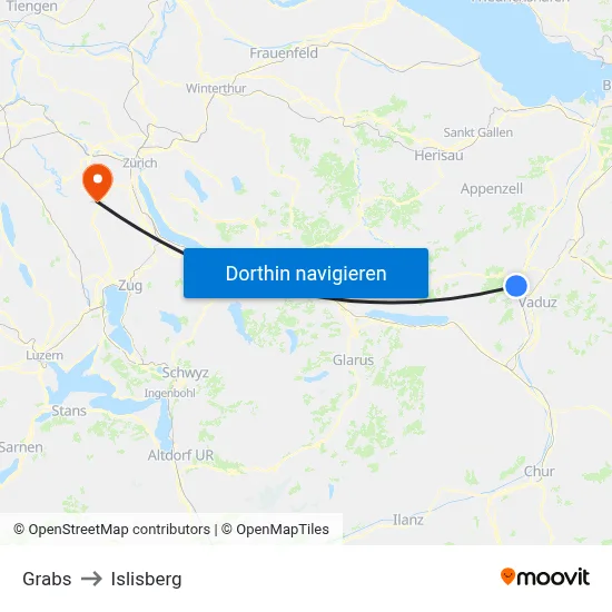 Grabs to Islisberg map