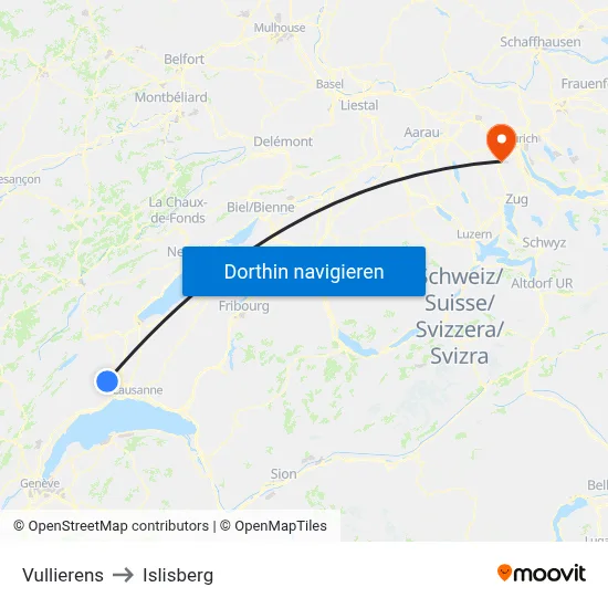 Vullierens to Islisberg map