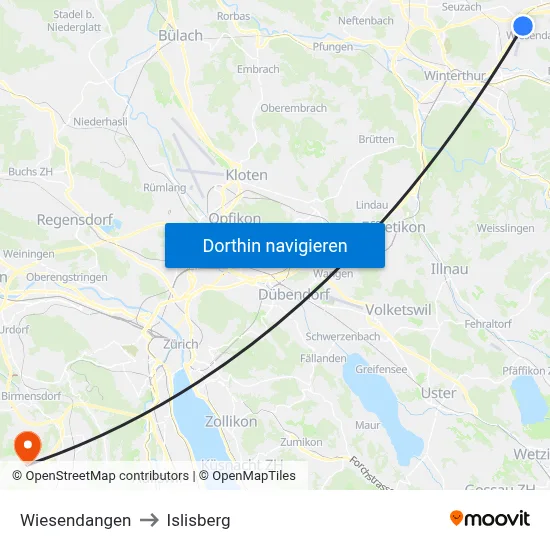 Wiesendangen to Islisberg map