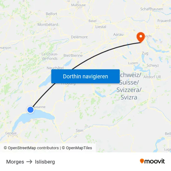 Morges to Islisberg map