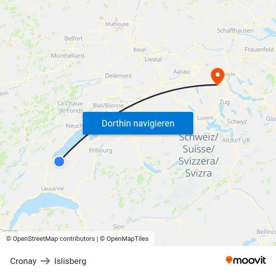 Cronay to Islisberg map