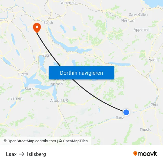 Laax to Islisberg map